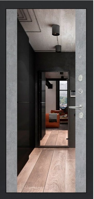 Дверь Лабиринт ART графит с Зеркалом Максимум - Бетон светлый - Внутренняя панель