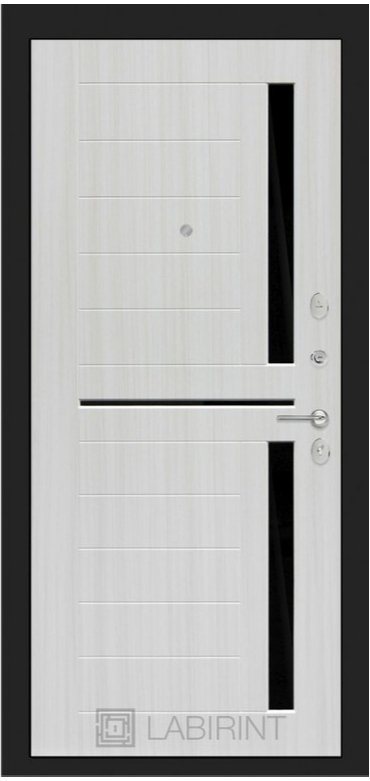 Дверь Лабиринт URBAN 02 - Сандал белый, стекло черное - Внутренняя панель