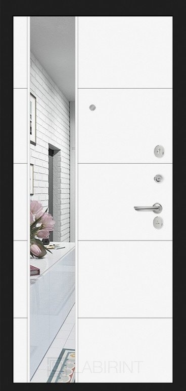 Дверь Лабиринт SCANDI с Зеркалом 19 - Белый софт - Внутренняя панель