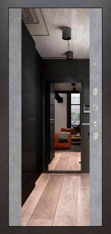 Дверь Лабиринт SILVER с Зеркалом Максимум - Бетон светлый - Внутренняя панель