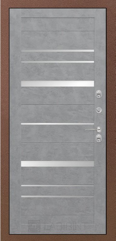 Дверь Лабиринт Термо Магнит 20 - Бетон светлый, зеркальные вставки - Внутренняя панель
