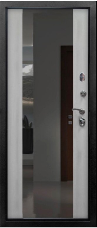 Дверь Мет. SD PROF-5 Сенатор Зеркало Беленый дуб - Внутренняя панель