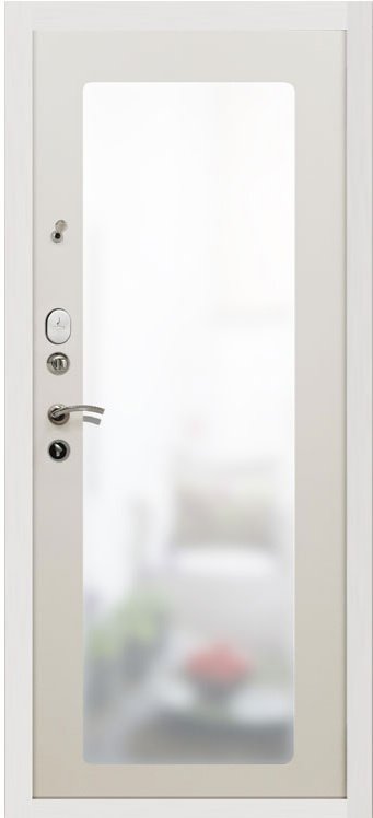 Дверь Мет. SD PROF-10 Троя Белая Большое Зеркало - Внутренняя панель