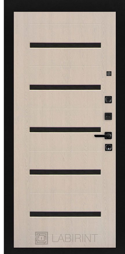 Дверь Лабиринт PIANO 01 — Беленый дуб, стекло черное - Внутренняя панель