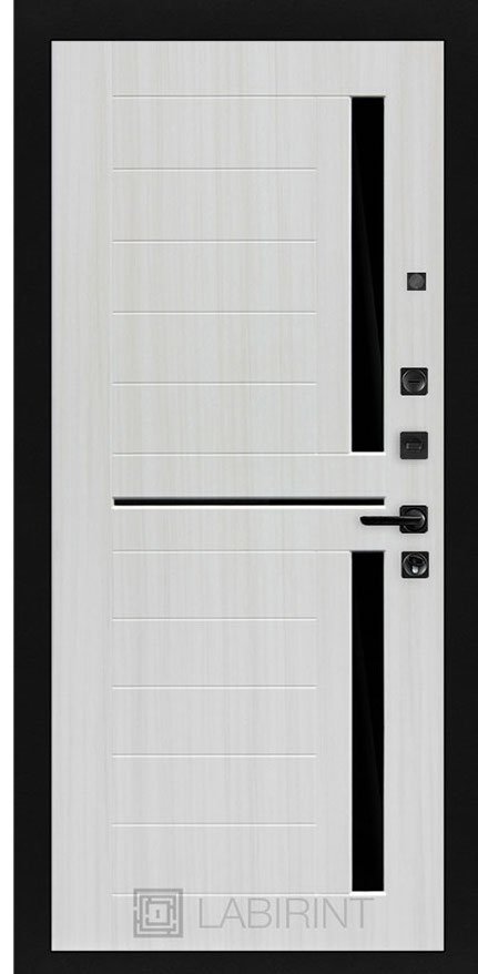 Дверь Лабиринт PIANO 02 — Сандал белый, стекло черное - Внутренняя панель