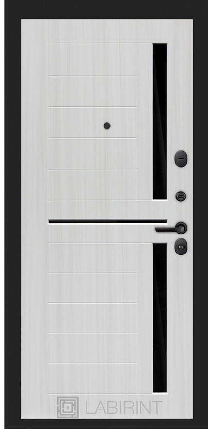 Дверь Лабиринт ТЕХНО 02 — Сандал белый, стекло черное - Внутренняя панель