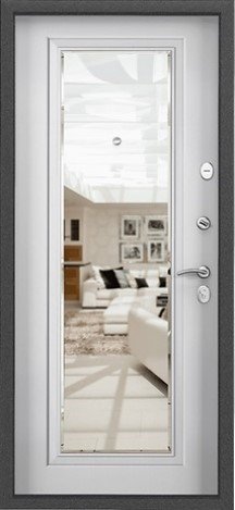 Дверь Торекс DELTA-M 10  Темно-серый букле графит, DL-2 ПВХ лиственница белая СК6М - Внутренняя панель