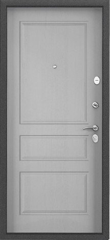 Дверь Торекс DELTA-M 10  Темно-серый букле графит, RGSO, ПВХ Дуб белый матовый, D25 - Внутренняя панель