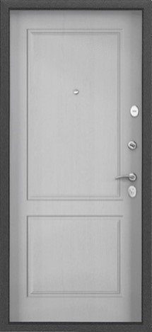 Дверь Торекс DELTA-M 10  Темно-серый букле графит,RGSO,  ПВХ Дуб белый матовый, D27 - Внутренняя панель