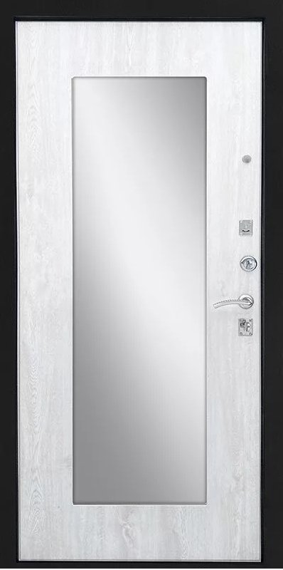 Дверь Ратибор Люкс Зеркало Черное серебро/Сосна белая - Внутренняя панель