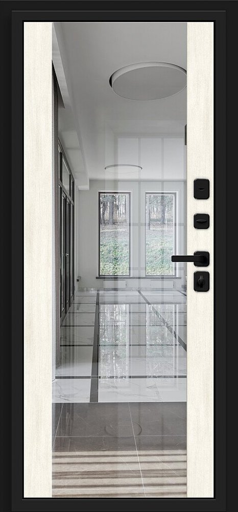 Дверь Браво Лайнер-3 Total Black/Nordic Oak - Внутренняя панель