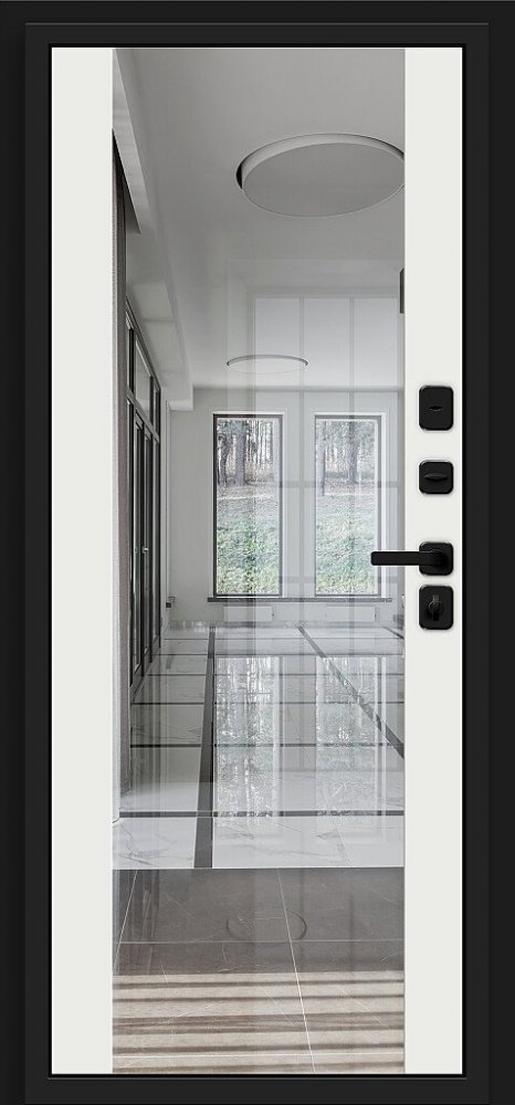 Дверь Браво Лайнер-3 Total Black/Off-white - Внутренняя панель