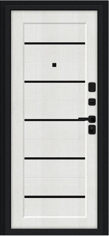 Дверь Браво Борн/SBlack Букле черное/Bianco Melinga - Внутренняя панель