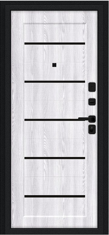 Дверь Браво Борн/SBlack Букле черное/Riviera Ice - Внутренняя панель