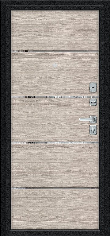 Дверь Браво Лайн/BChrome Букле черное/Cappuccino Melinga - Внутренняя панель