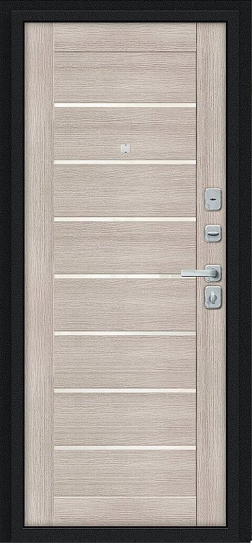 Дверь Браво Техно/BChrome Букле черное/Cappuccino Melinga - Внутренняя панель