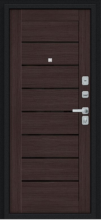 Дверь Браво Техно/BChrome Букле черное/Wenge Melinga - Внутренняя панель