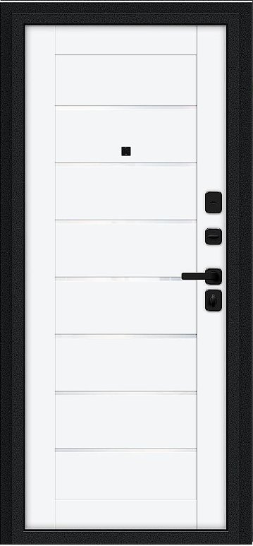 Дверь Браво Техно/SBlack Букле черное/White Silk - Внутренняя панель