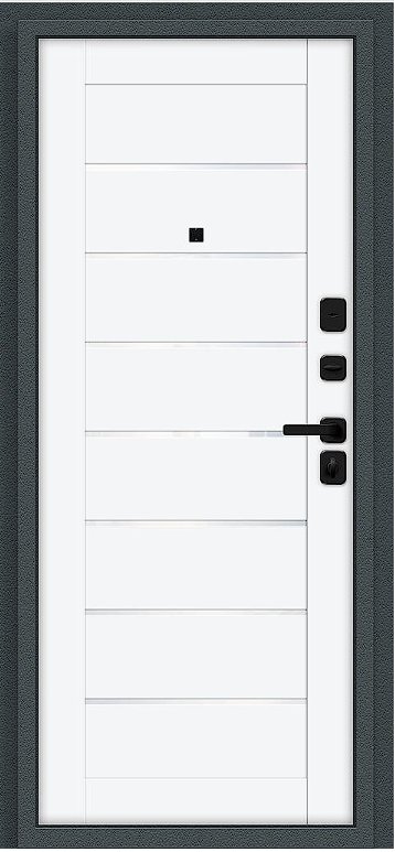 Дверь Браво Техно/SBlack Старк антрацит/White Silk - Внутренняя панель