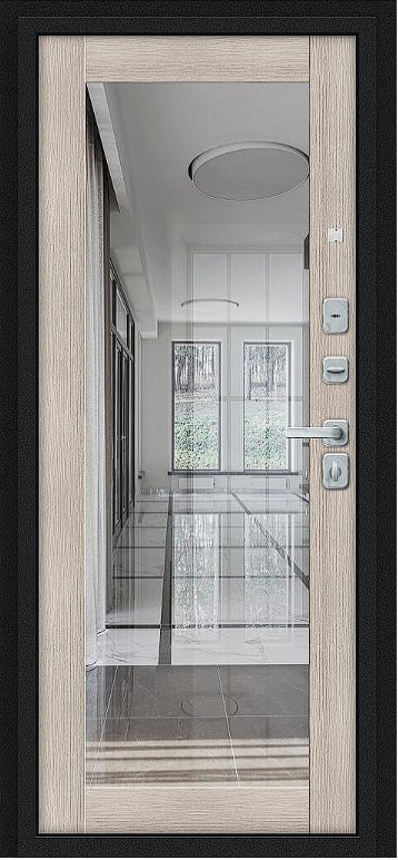 Дверь Браво Флэш МФ/BChrome Букле черное/Cappuccino Melinga - Внутренняя панель