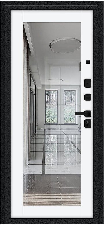 Дверь Браво Флэш МФ/SBlack Букле черное/White Silk - Внутренняя панель