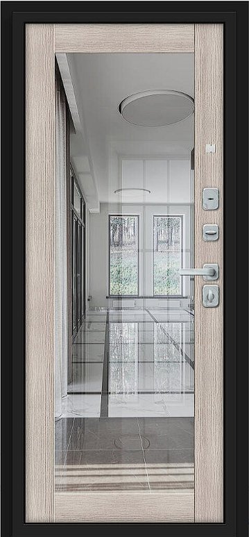 Дверь Браво Флэт/BChrome Almon/Cappuccino Melinga - Внутренняя панель