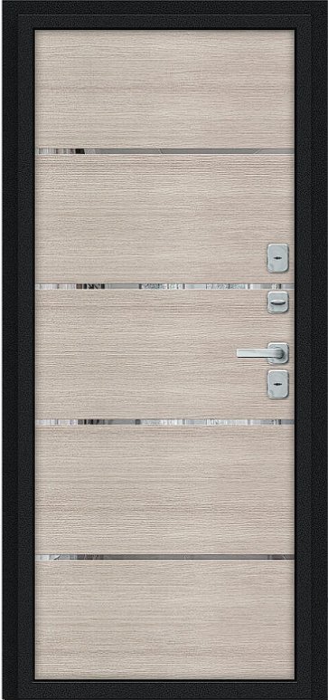 Дверь Браво Thermo Лайн/BChrome Букле черное/Cappuccino Melinga - Внутренняя панель