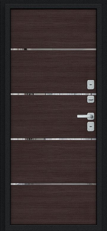 Дверь Браво Thermo Лайн/BChrome Букле черное/Wenge Melinga - Внутренняя панель