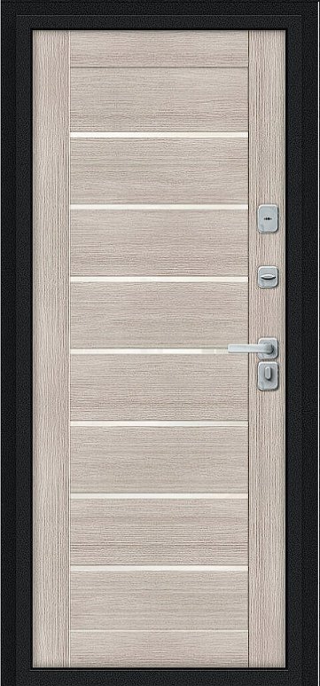 Дверь Браво Thermo Техно Д2/BChrome Букле черное/Cappuccino Melinga - Внутренняя панель