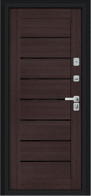 Дверь Браво Thermo Техно Д2/BChrome Букле черное/Wenge Melinga - Внутренняя панель