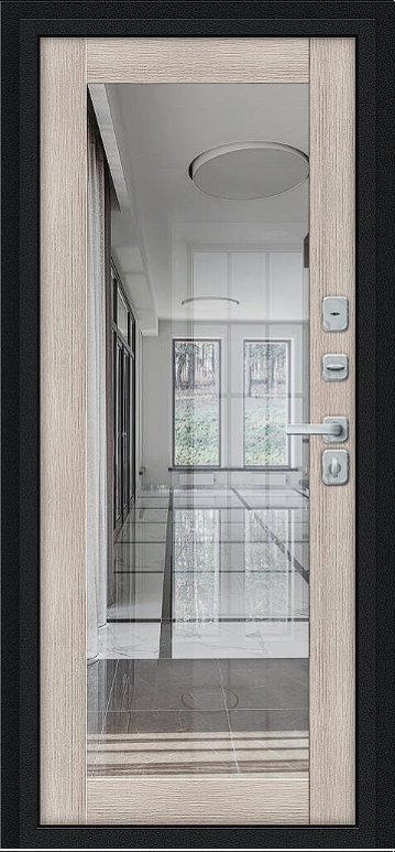 Дверь Браво Thermo Флэш МФ/BChrome Букле черное/Cappuccino Melinga - Внутренняя панель