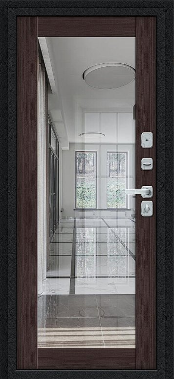 Дверь Браво Thermo Флэш МФ/BChrome Букле черное/Wenge Melinga - Внутренняя панель