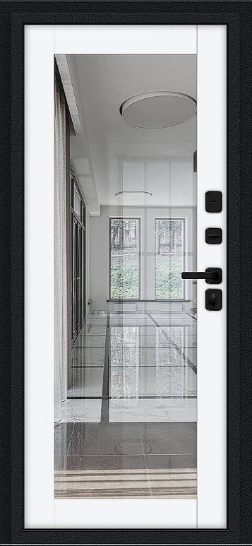 Дверь Браво Thermo Флэш МФ/SBlack-Букле черное/White Silk - Внутренняя панель