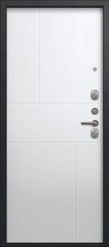 Дверь А-11 Черный муар, Кашемир графит - Кашемир белый - Внутренняя панель