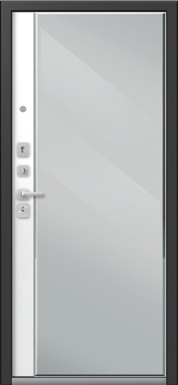 Дверь C-104 Черный Муар - Кашемир Белый Зеркало - Внутренняя панель