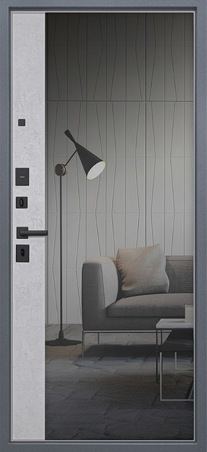 Дверь Беркут Бетон Светлый С Зеркалом - Внутренняя панель