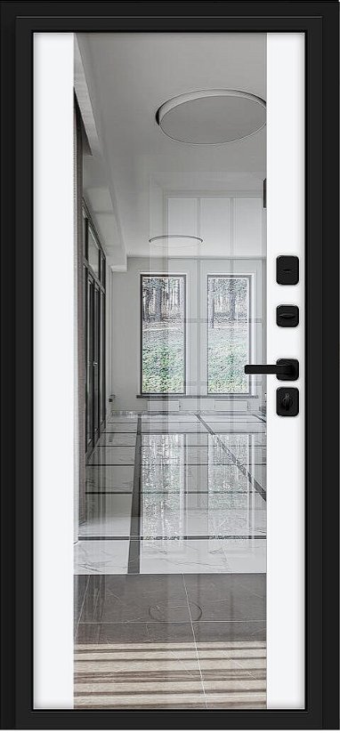 Дверь Браво Эво/SBlack Black Shell-Wotan Oak/White Silk - Внутренняя панель