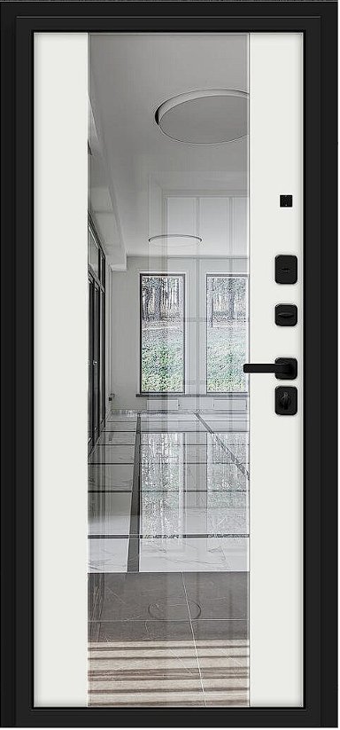 Дверь Браво Optim Z-2 Нео Зеркало Муар черный/Белый - Внутренняя панель