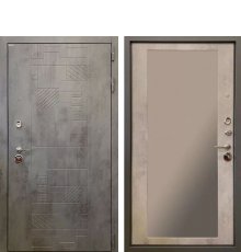 Дверь Ратибор Тетрис 3К Зеркало бетон тёмный / бетон светлый фото