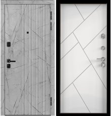 Дверь Цербер 3К(Чёрный муар) Мрамор (Черная Фурнитура)(Сменная панель) фото