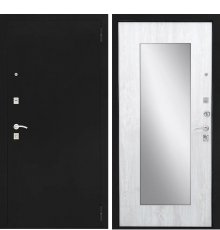 Дверь Ратибор Люкс Зеркало Черное серебро/Сосна белая фото