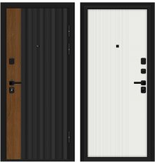 Дверь Браво Optim Z-2 Вертикаль Муар черный-Грецкий Орех/Белый