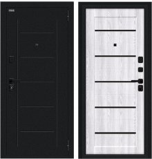 Дверь Браво Борн/SBlack Букле черное/Riviera Ice фото