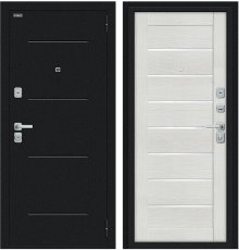 Дверь Браво Техно/BChrome Букле черное/Bianco Melinga