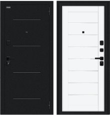 Дверь Браво Техно/SBlack Букле черное/White Silk