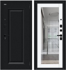 Дверь Браво Флэш МФ/SBlack Букле черное/White Silk