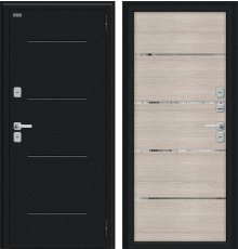 Дверь Браво Thermo Лайн/BChrome Букле черное/Cappuccino Melinga