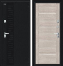 Дверь Браво Thermo Техно Д2/BChrome Букле черное/Cappuccino Melinga