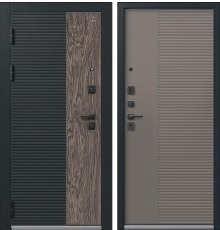 Дверь С-112 Черный Муар+Кварц Черный+Орех Мокко - Базальт фото