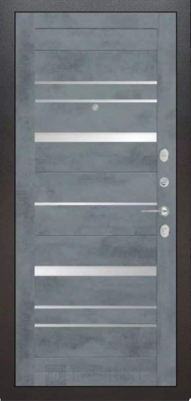 Дверь Лабиринт CARBON, 20 - Бетон темный, зеркальные вставки